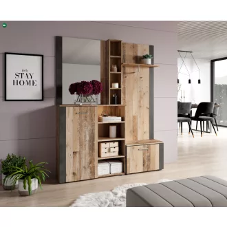   Előszoba bútor szett Old Style Light / antracit színkombinációban – BARRY
