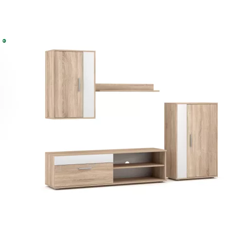 Nappali bútorfal Sonoma tölgy / fehér színkombinációban – BERNO