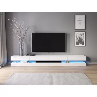 TV szekrény FLY DOUBLE fehér/fényes fehér LED 5W