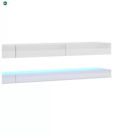 TV szekrény FLY DOUBLE fehér/fényes fehér LED 5W