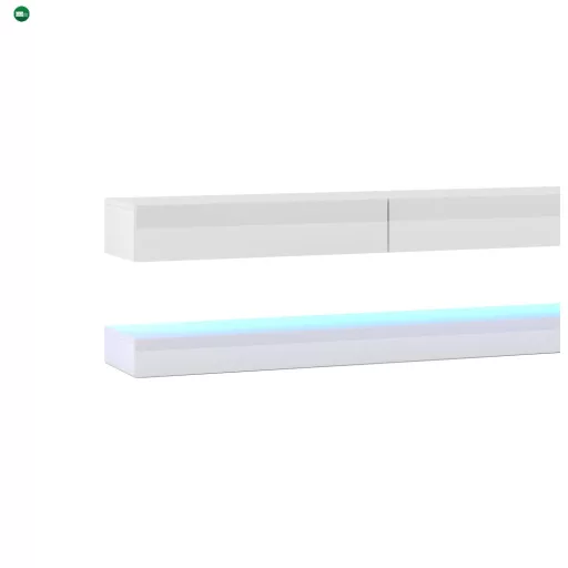 TV szekrény FLY DOUBLE fehér/fényes fehér LED 5W