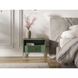   Éjjeliszekrény smoke green színben arany fogantyúkkal – ISEO IS06