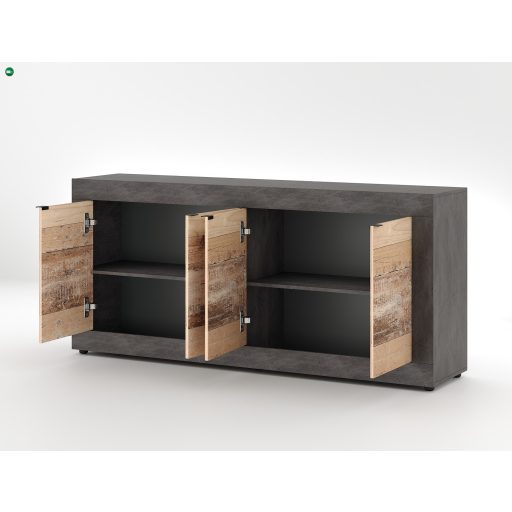 4 Ajtós Komód Oldwood/Beton Színben. LUNEA