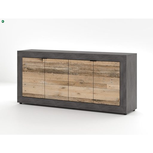 4 Ajtós Komód Oldwood/Beton Színben. LUNEA
