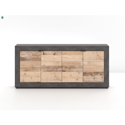 4 Ajtós Komód Oldwood/Beton Színben. LUNEA