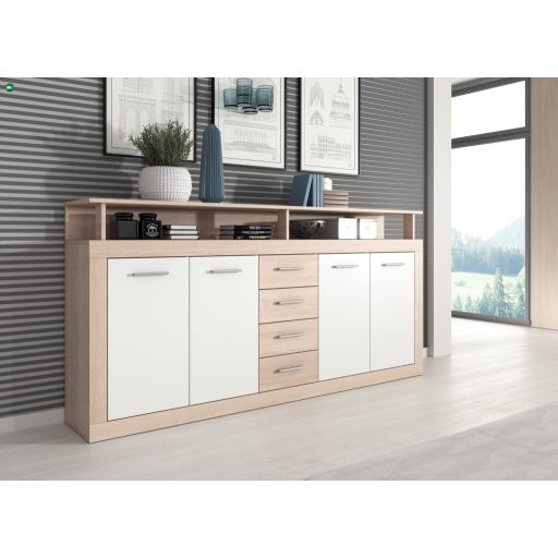 XXL LUNA Komód 4D4S Sonoma/Fehér Színben