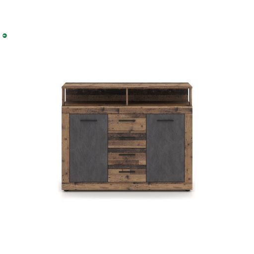 LUNA MIDI B Komód 2 ajtó/4 fiók Old wood/ szürke színben