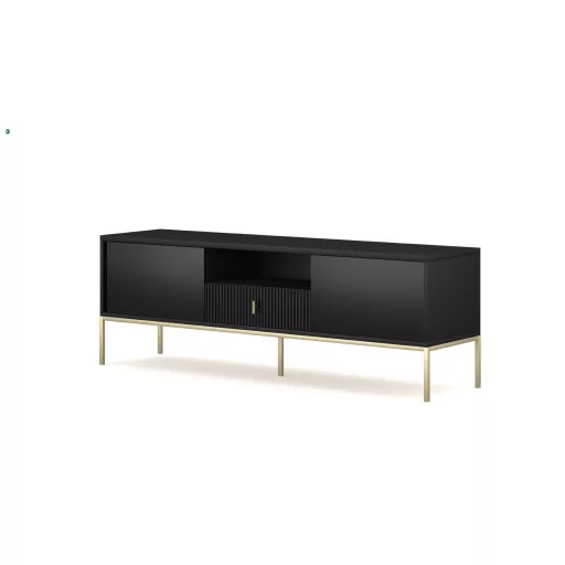 Komód 2 ajtóval és 1 fiókkal fekete színben arany fogantyúkkal – MAGGIORE MA01