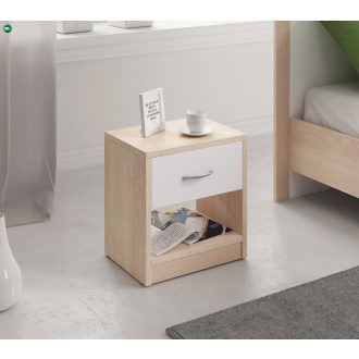 NAKA 1 Fiókos Éjjeliszekrény Sonoma/Matt Fehér Színben.