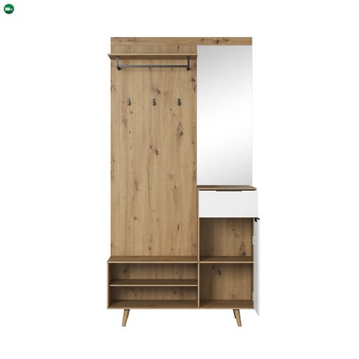 NORDIC B Előszobaszekrény Artisan Tölgy/Matt Fehér Színben