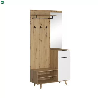   Előszoba bútor szett Artisan tölgy / fehér színkombinációban – NORDIC B