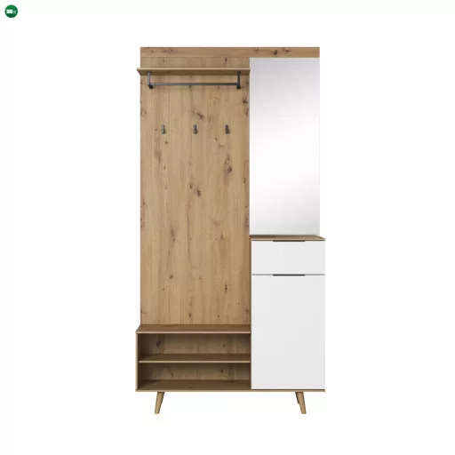 Előszoba bútor szett Artisan tölgy / fehér színkombinációban – NORDIC B