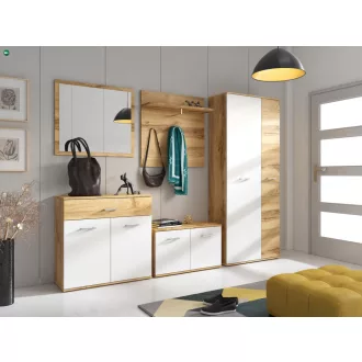   Előszoba bútor szett Wotan tölgy / fehér színkombinációban – SANTO