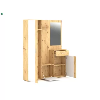  Előszoba bútor szett Artisan tölgy / fehér színkombinációban LED világítással – TRIO