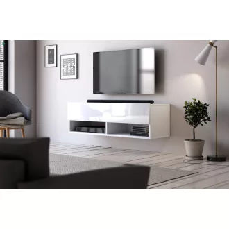   TV szekrény 100 cm fehér matt / fehér magasfény színkombinációban – DERBY