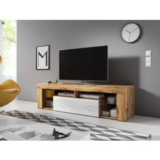   TV szekrény 140 cm Wotan tölgy / fehér magasfény színkombinációban – EVEREST HUGO