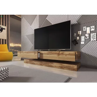   TV szekrény 140 cm Wotan tölgy színben LED világítással – FLY