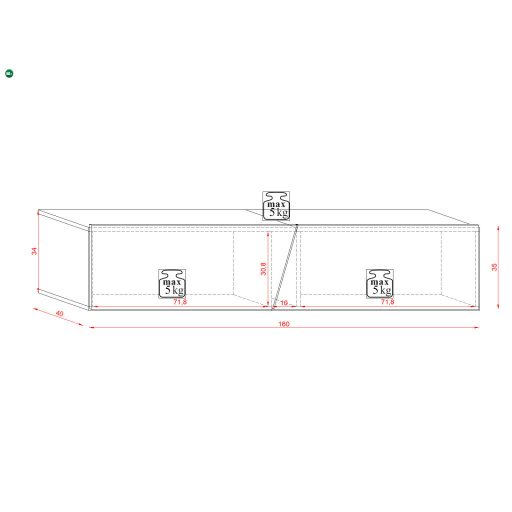 TV Állvány Led Világítással Wotan Tölgy Színben. 160 cm. RTV SLANT 160 LE