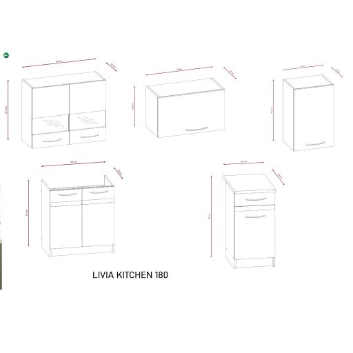 Konyhagarnitúra 180 cm. Sötét Sonoma / Világos Sonoma Színben. LIVIA