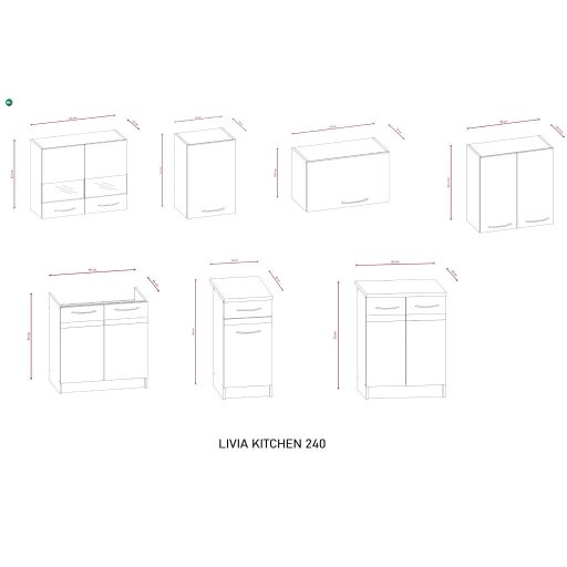 Konyhagarnitúra 240 cm. Sötét Sonoma / Világos Sonoma Színben. LIVIA
